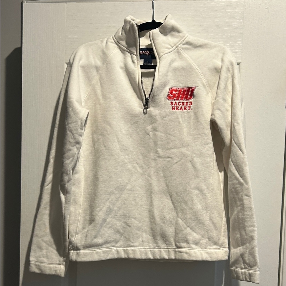 Jansport White Quarter-Zip Sweatshirt with Red Logo